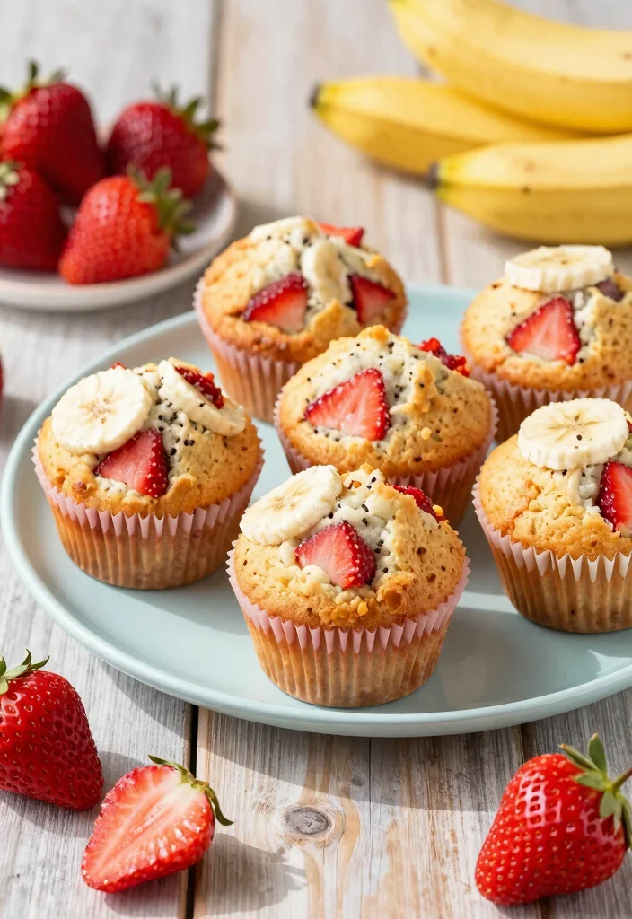 15 Banana Muffins with Greek Yogurt: Protein-Packed Goodness - 10. Strawberry Banana Muffins with Greek Yogurt 1