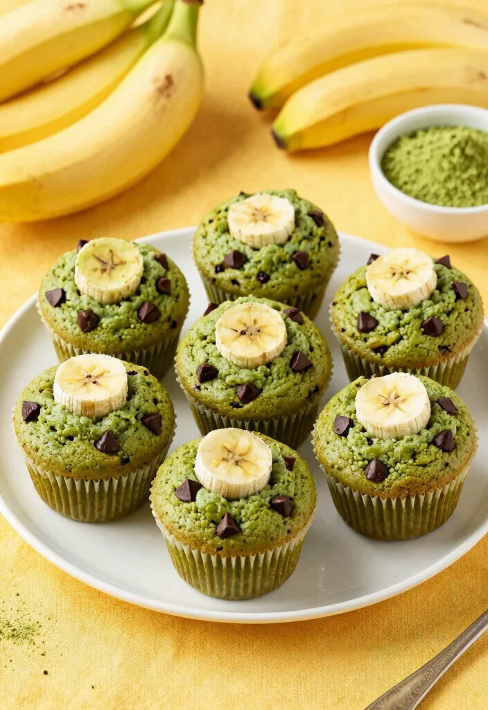 15 Banana Muffins with Greek Yogurt: Protein-Packed Goodness - 15. Matcha Chocolate Chip Banana Muffins with Greek Yogurt 1