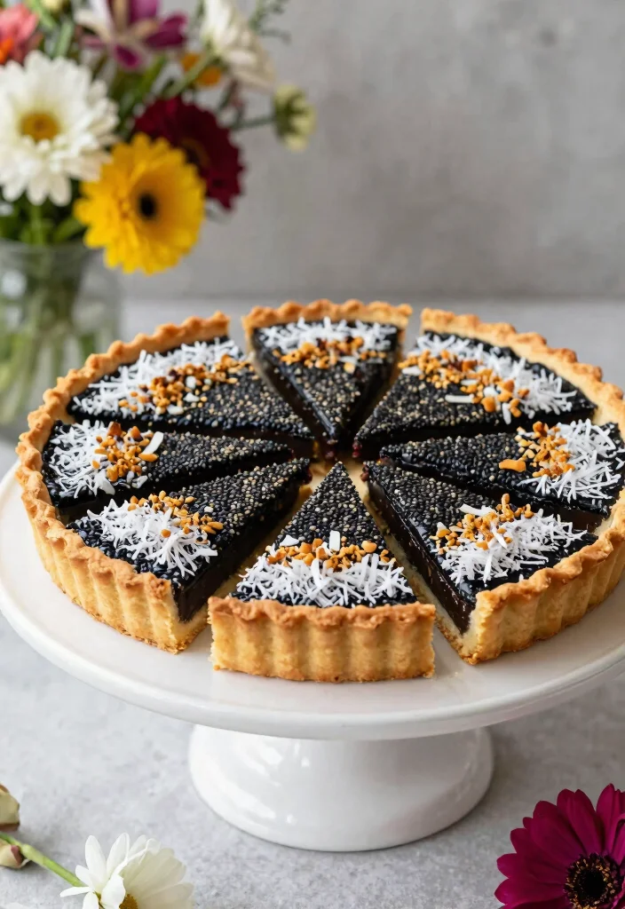 15 Black Sesame Chinese Desserts (Nutty & Creamy) - 9. Black Sesame and Coconut Tart 1