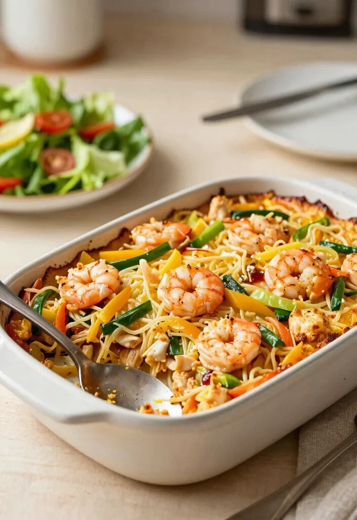 15 Chicken and Shrimp Pad Thai Recipes: The Best Combo - 12. Baked Chicken and Shrimp Pad Thai Casserole 1