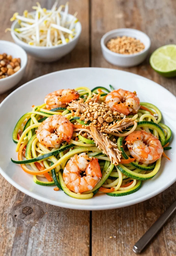 15 Chicken and Shrimp Pad Thai Recipes: The Best Combo - 3. Zucchini Noodle Chicken and Shrimp Pad Thai 1