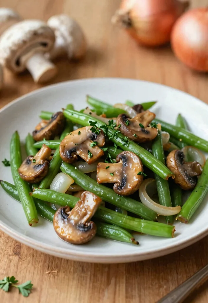 15 Chinese Buffet Green Bean Recipes (Garlicky & Savory) - 13. Green Beans with Mushrooms and Onions 1