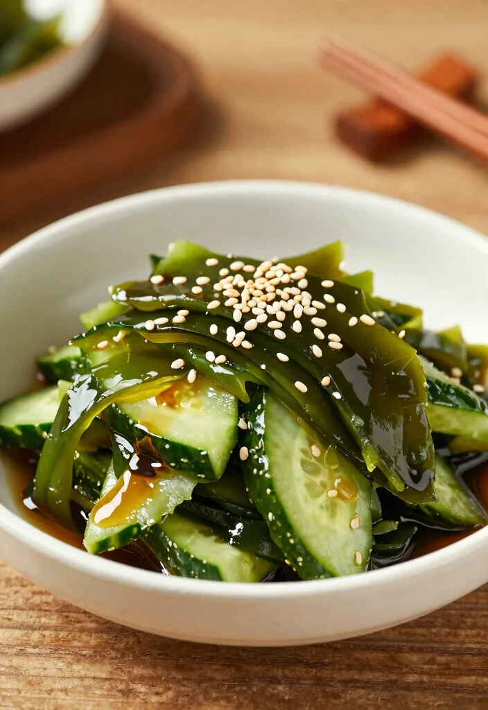 15 Chinese Cucumber Salad Recipes (with Soy & Garlic) - 12. Korean Seaweed and Cucumber Salad 1