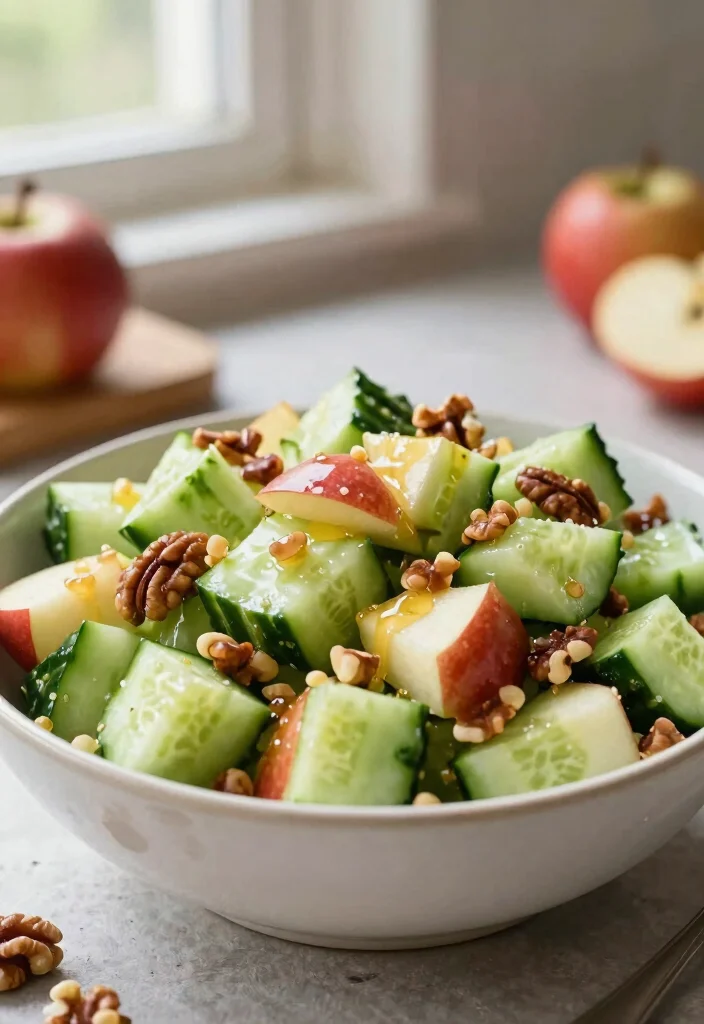 15 Chinese Cucumber Salad Recipes (with Soy & Garlic) - 13. Cucumber Salad with Apples and Nuts 1