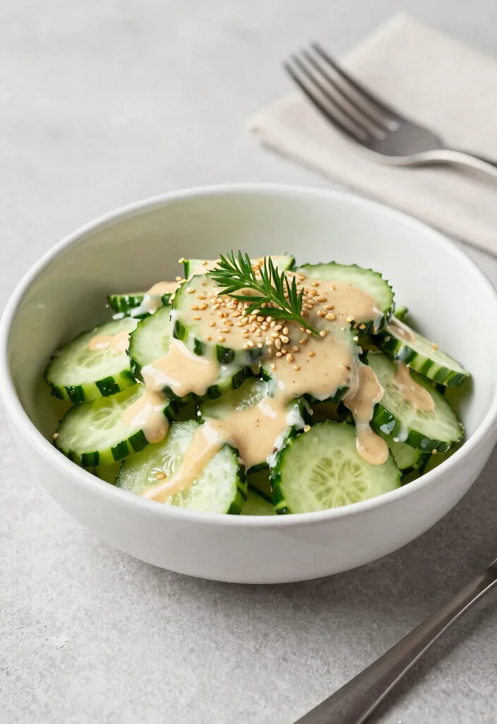 15 Chinese Cucumber Salad Recipes (with Soy & Garlic) - 6. Cucumber Salad with Sesame Dressing 1