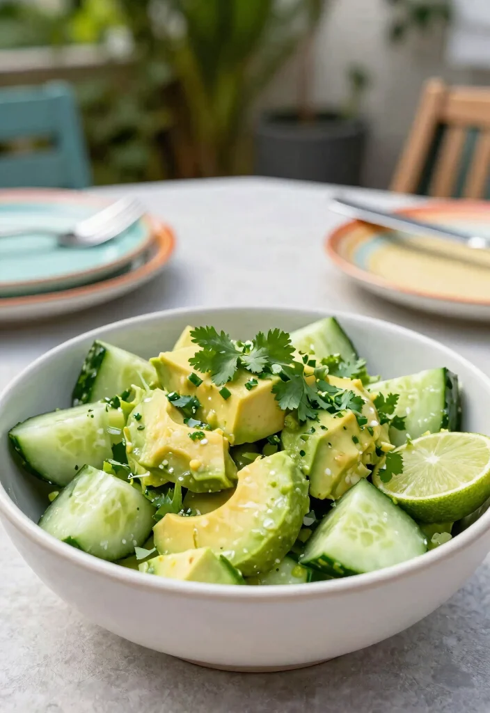 15 Chinese Cucumber Salad Recipes (with Soy & Garlic) - 8. Cucumber Salad with Avocado and Lime 1