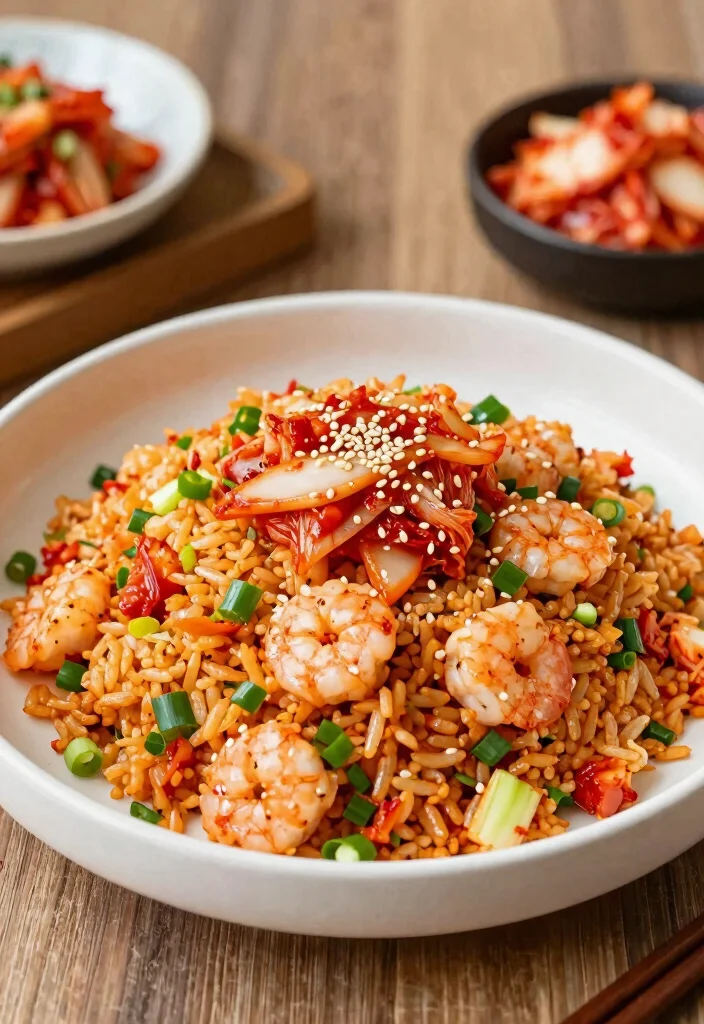 15 Chinese Shrimp Fried Rice Recipes (Quick & Flavorful) - 11. Kimchi Shrimp Fried Rice 1