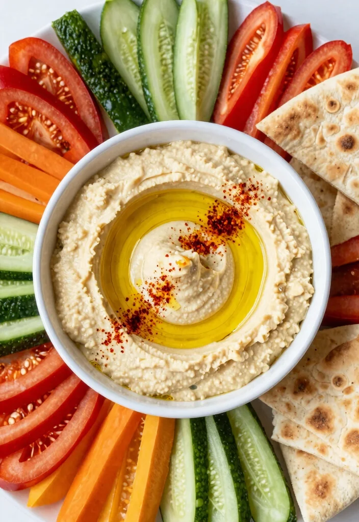 15 Greek Snacks & Appetizers (Easy to Make) - 6. Hummus with Olive Oil and Paprika 1