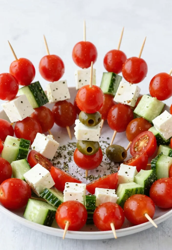 15 Greek Snacks & Appetizers (Easy to Make) - 7. Greek Salad Skewers 1