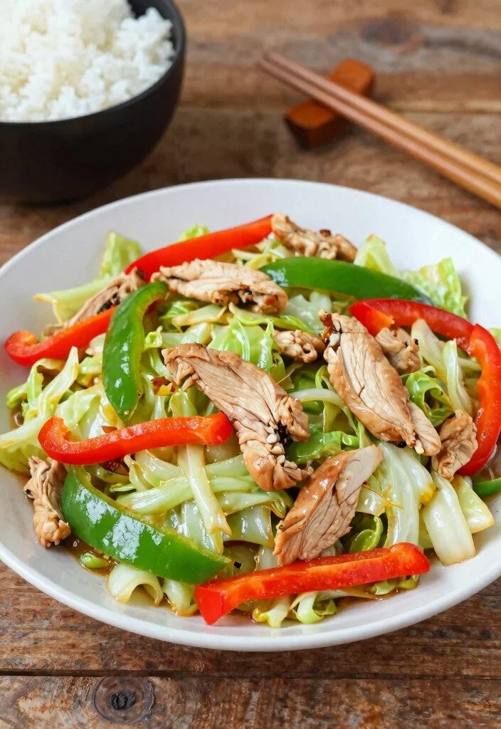 15 Healthy Chinese Chicken Cabbage Stir Fry Recipes for Quick Dinners - 10. Chicken Cabbage Stir Fry with Bell Peppers 1