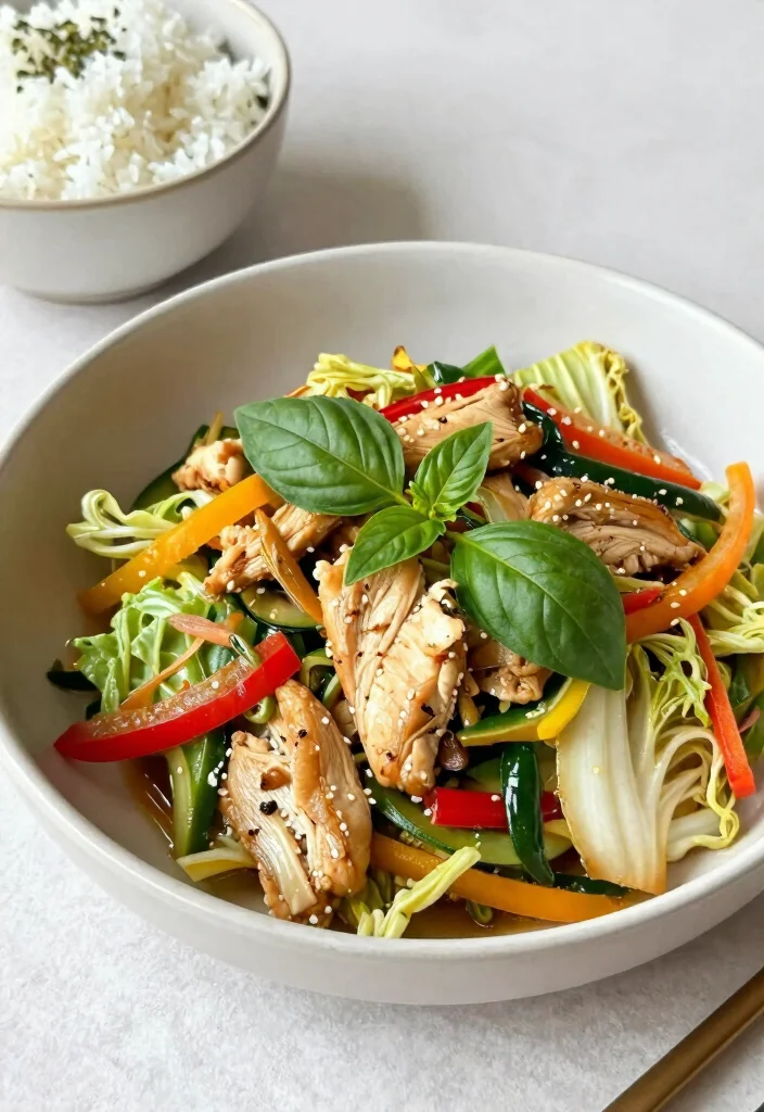 15 Healthy Chinese Chicken Cabbage Stir Fry Recipes for Quick Dinners - 15. Thai Basil Chicken Cabbage Stir Fry 1