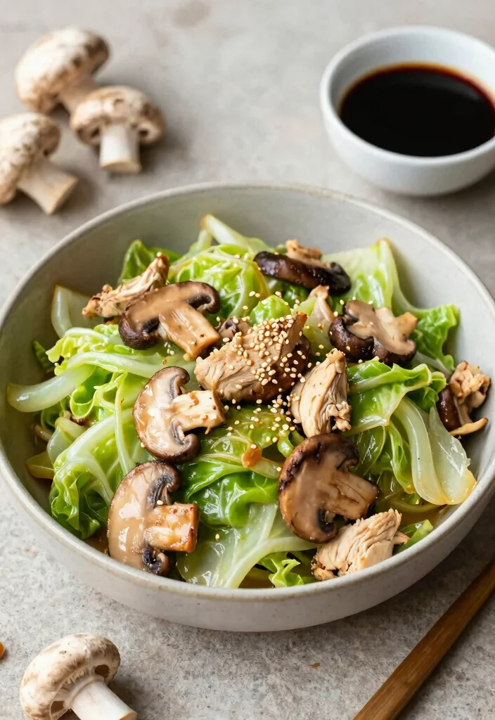 15 Healthy Chinese Chicken Cabbage Stir Fry Recipes for Quick Dinners - 7. Savory Chicken Cabbage Stir Fry with Mushrooms 1