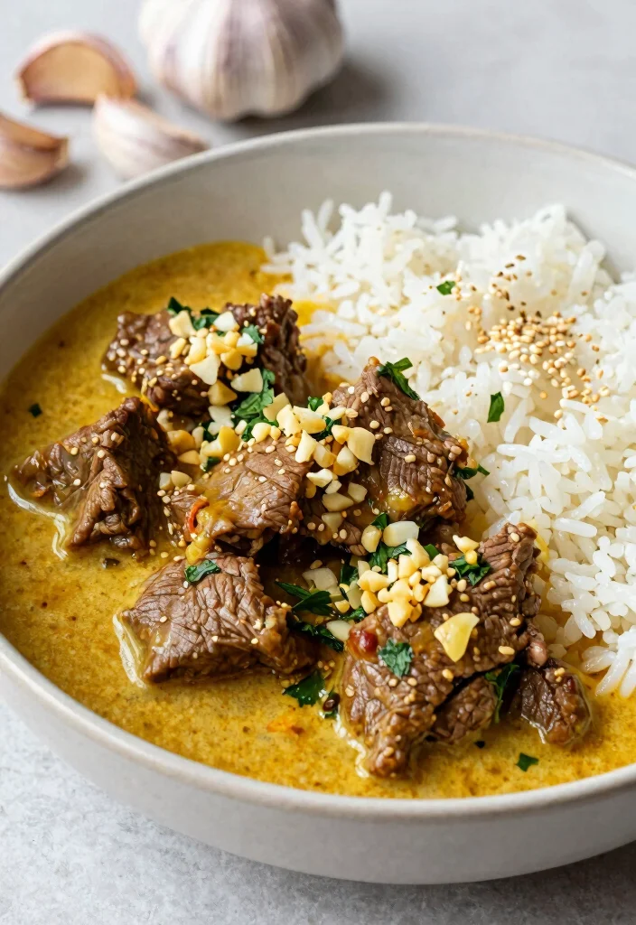 15 Thai Beef Curry Recipes (Tender & Flavorful) - 8. Thai Garlic Beef Curry 1