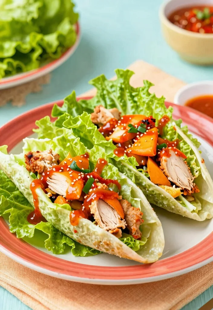 15 Thai Chicken Lettuce Wraps (Low-Carb Delight) - 12. Thai Chicken Lettuce Wraps with Sweet Chili Sauce 1