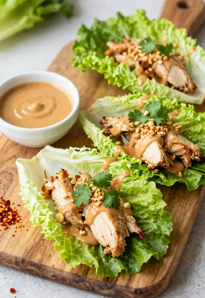 15 Thai Chicken Lettuce Wraps (Low-Carb Delight) - 3. Thai Chicken Lettuce Wraps with Peanut Sauce 1