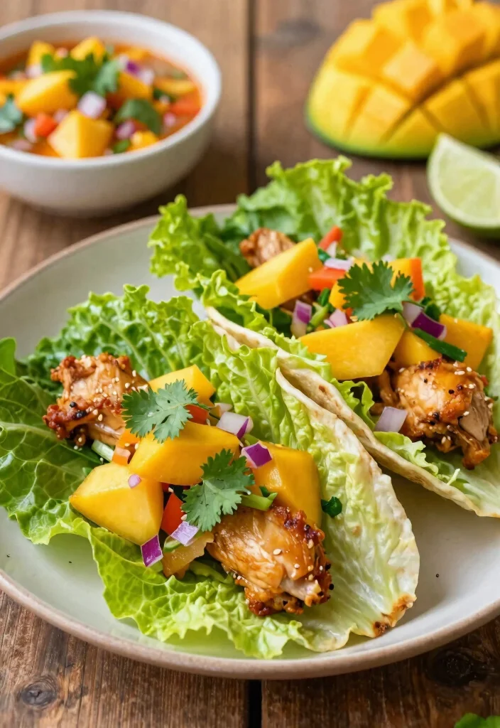 15 Thai Chicken Lettuce Wraps (Low-Carb Delight) - 4. Thai Chicken Lettuce Wraps with Mango Salsa 1
