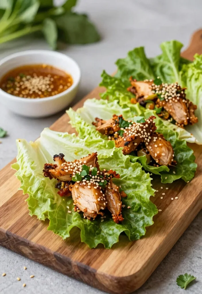 15 Thai Chicken Lettuce Wraps (Low-Carb Delight) - 9. Thai Chicken Lettuce Wraps with Sesame Ginger Sauce 1