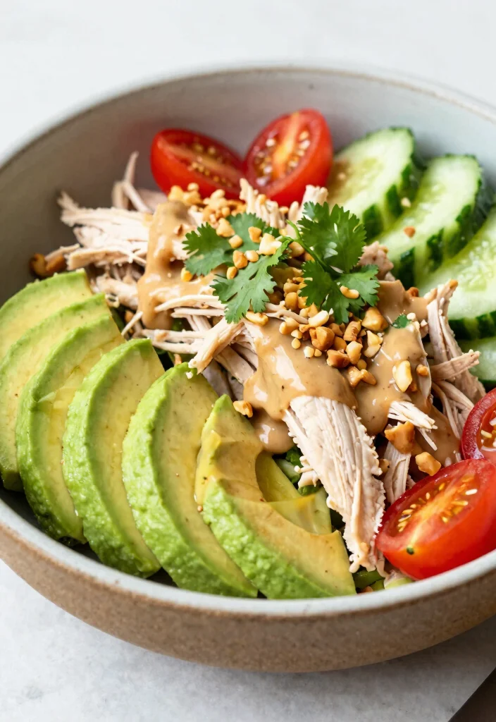 15 Thai Chicken Salad with Peanut Dressing (Crunchy Perfection) - 6. Thai Chicken Salad with Avocado 1