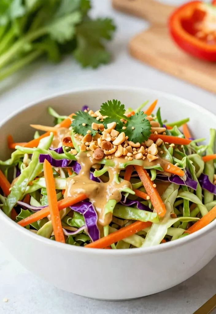 15 Thai Peanut Salad Recipes (Nutty Bliss) - 2. Crunchy Asian Slaw with Peanut Dressing 1