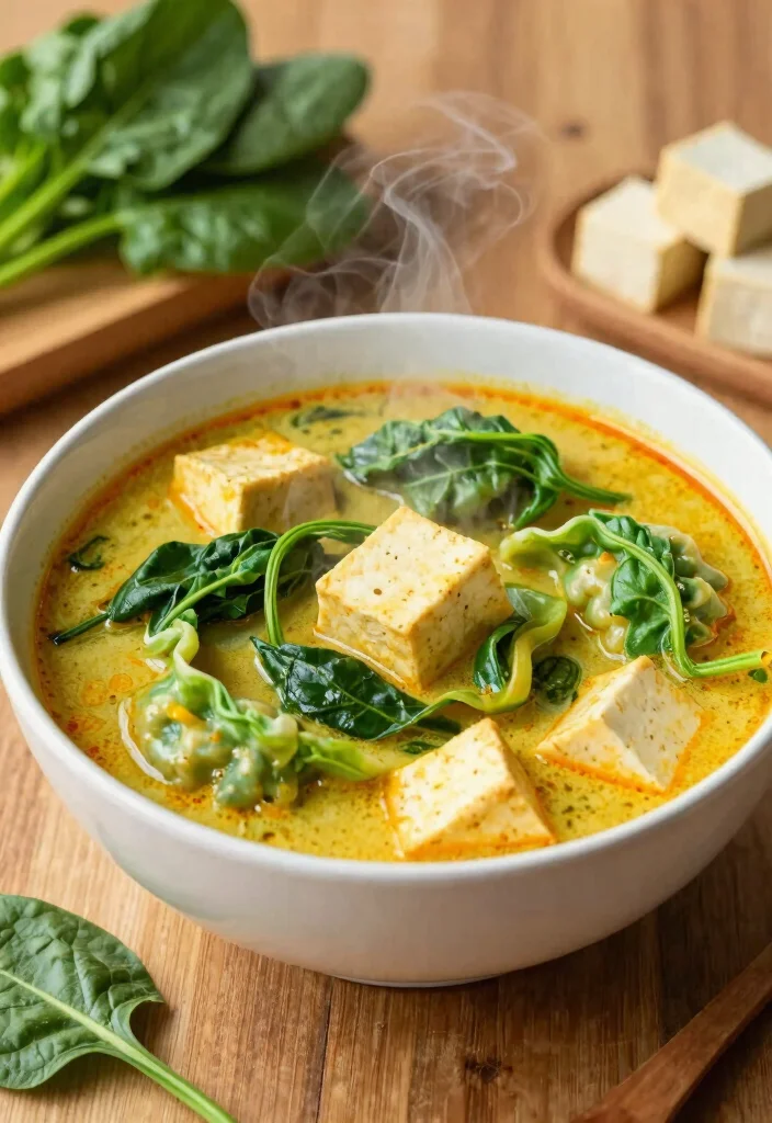 15 Thai Red Curry Dumpling Soup Recipes (Tender & Rich) - 6. Thai Red Curry Dumpling Soup with Spinach and Tofu 1