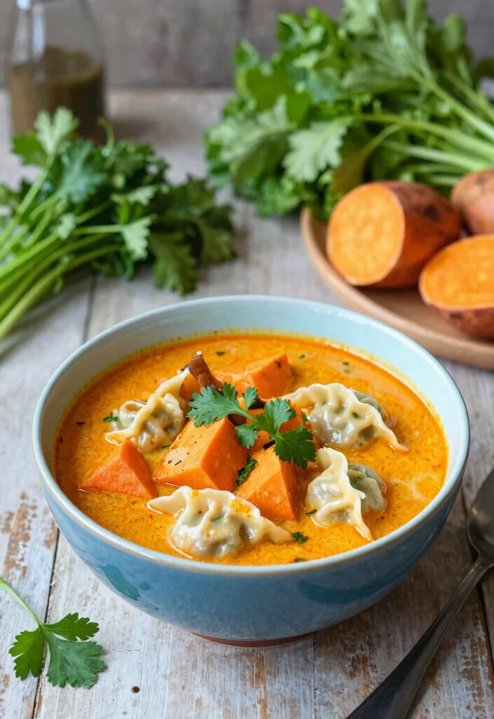 15 Thai Red Curry Dumpling Soup Recipes (Tender & Rich) - 9. Thai Red Curry Dumpling Soup with Sweet Potatoes 1