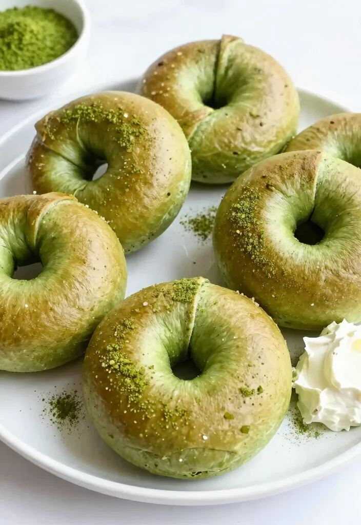 16 Almond Flour Greek Yogurt Bagels (Keto Friendly) - 10. Matcha Almond Flour Bagels 1