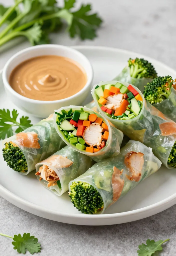 16 Chicken and Broccoli Chinese Recipes (Healthy & Delicious) - 12. Chicken and Broccoli Spring Rolls 1