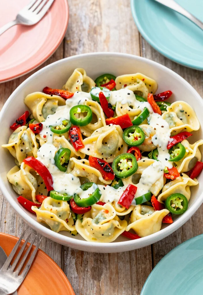 16 Delicious Greek Tortellini Pasta Salad Recipes (Creamy & Fresh) - 11. Spicy Greek Tortellini Salad with Peppers 1