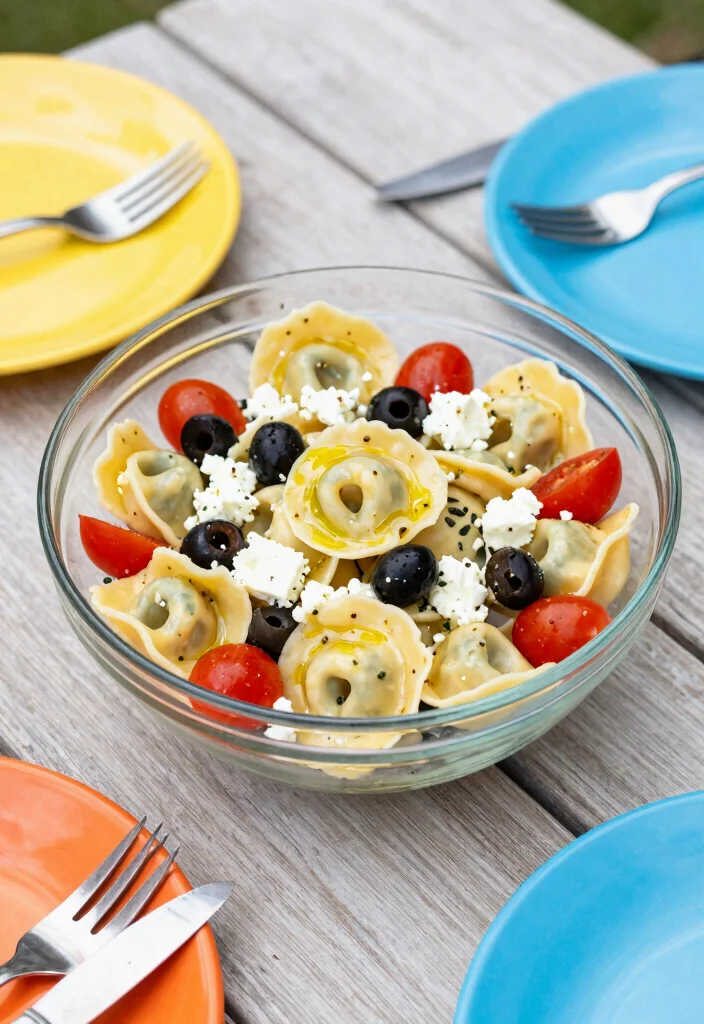 16 Delicious Greek Tortellini Pasta Salad Recipes (Creamy & Fresh) - 7. Easy Greek Tortellini Pasta Salad with Olives 1