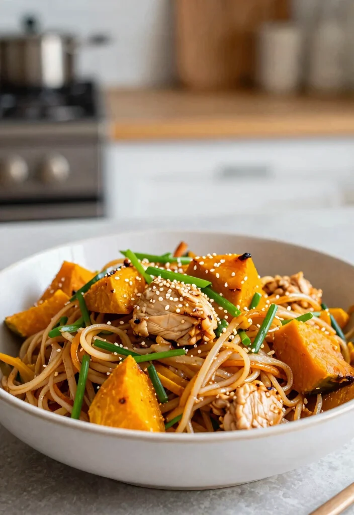 16 Gluten Free Pad Thai Recipes (Easy & Delicious) - 14. Butternut Squash and Chicken Gluten Free Pad Thai 1