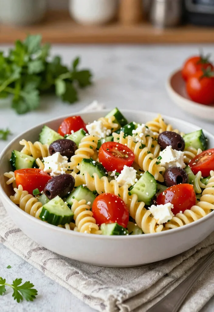 16 Greek Cucumber Tomato Salads (Fresh & Crisp) - 5. Greek Pasta Salad 1