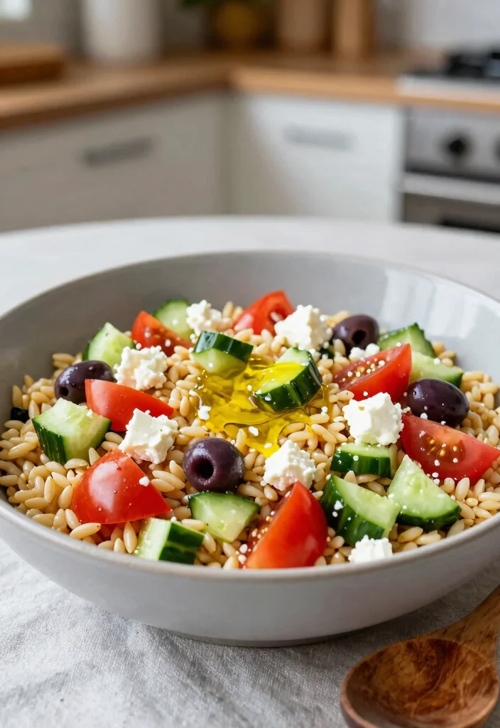 16 Greek Cucumber Tomato Salads (Fresh & Crisp) - 8. Mediterranean Orzo Salad 1