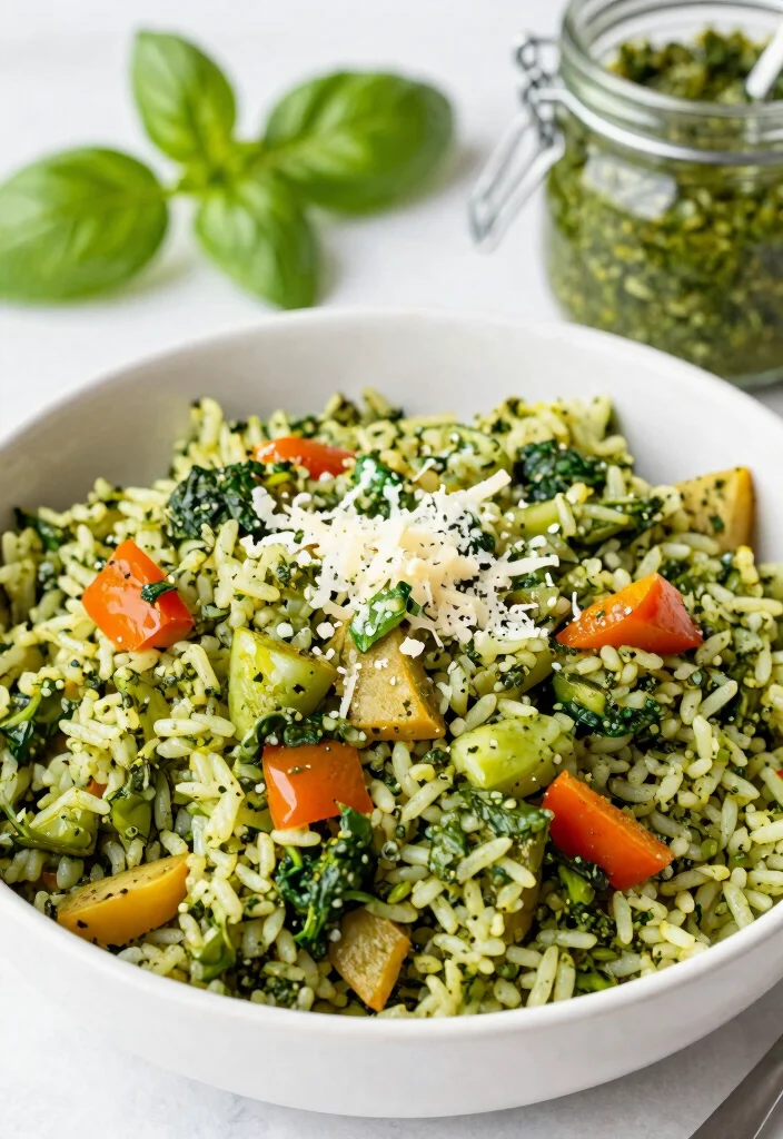 16 Healthy & Easy Chinese Vegetable Fried Rice Recipes - 14. Pesto Vegetable Fried Rice 1