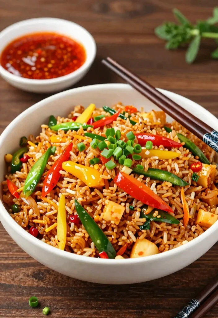 16 Healthy & Easy Chinese Vegetable Fried Rice Recipes - 2. Spicy Szechuan Vegetable Fried Rice 1