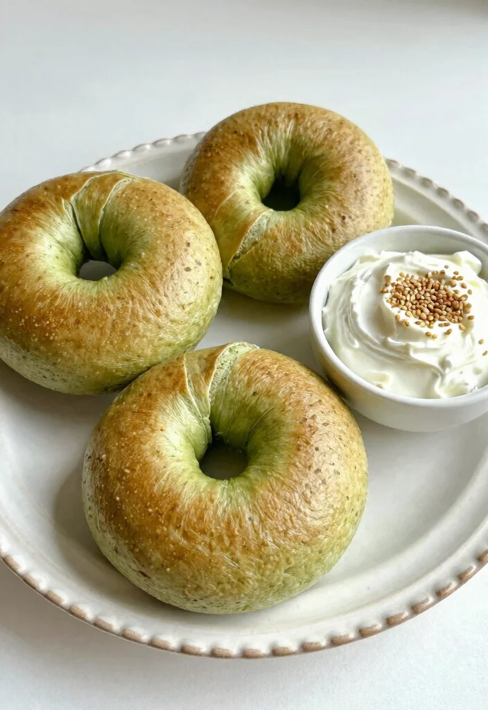 16 Homemade Greek Yogurt Bagels (Better Than Store) - 8. Matcha Green Tea Bagels 1