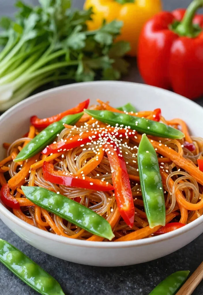 16 Light & Flavorful Chinese Glass Noodle Recipes - 10. Sweet Potato Glass Noodle Stir-Fry 1