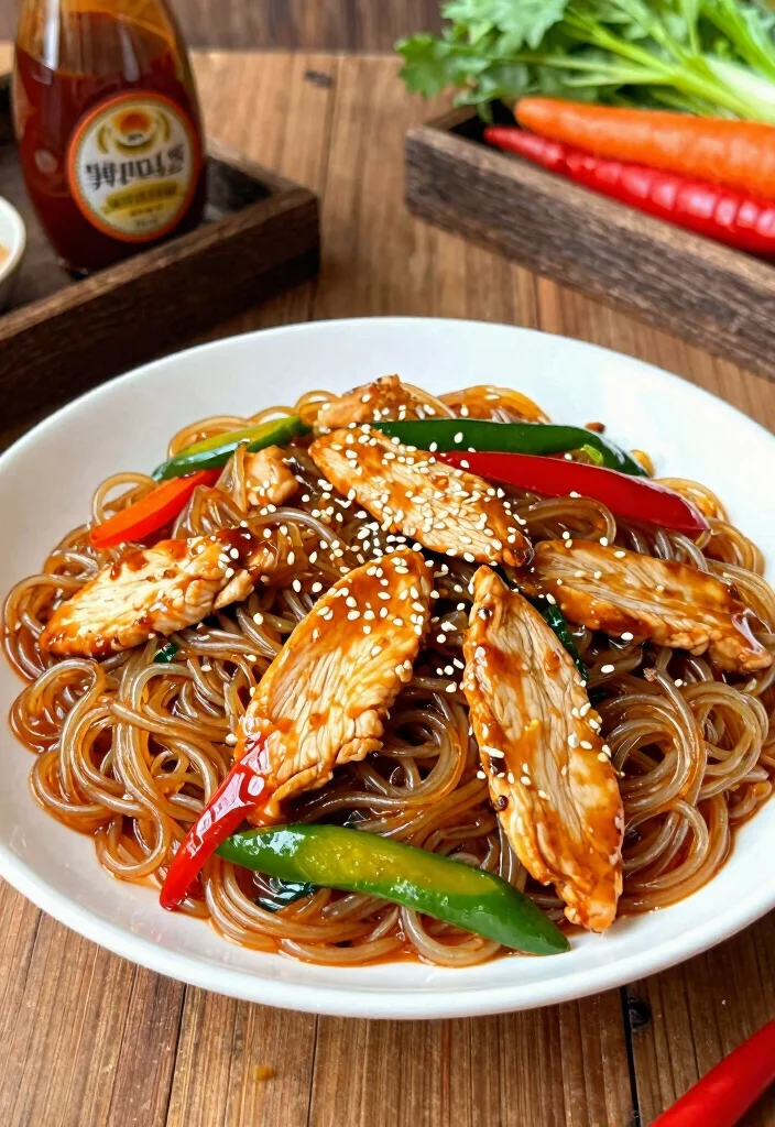16 Light & Flavorful Chinese Glass Noodle Recipes - 14. Teriyaki Glass Noodles with Chicken 1