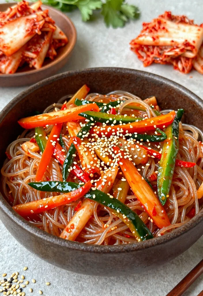 16 Light & Flavorful Chinese Glass Noodle Recipes - 15. Kimchi Glass Noodle Stir-Fry 1