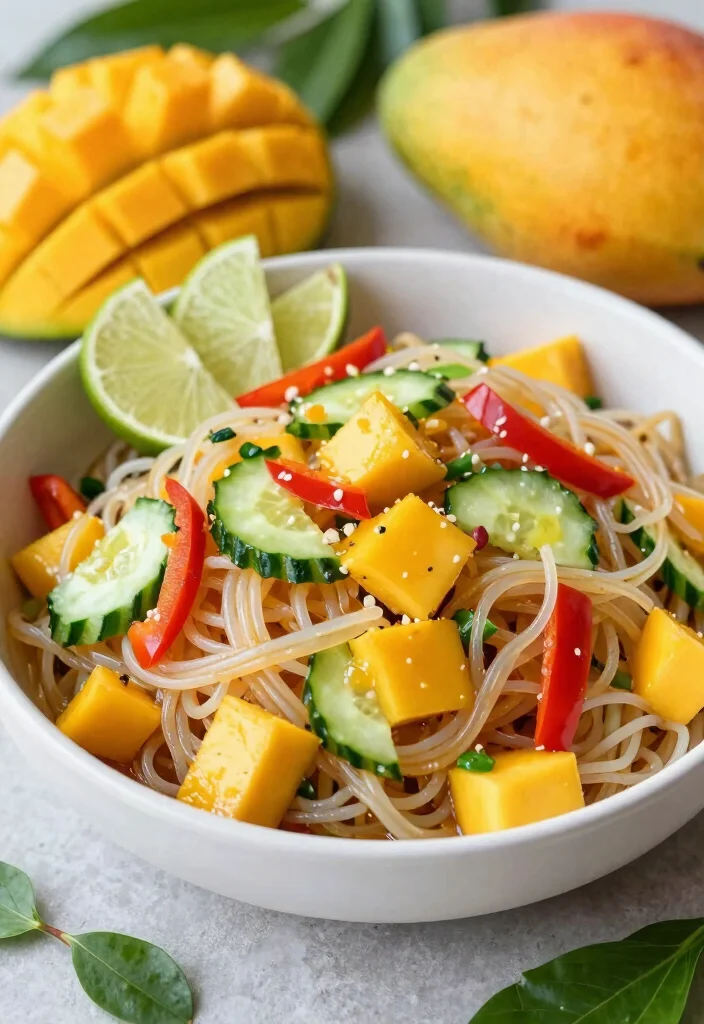 16 Light & Flavorful Chinese Glass Noodle Recipes - 16. Mango Glass Noodle Salad 1