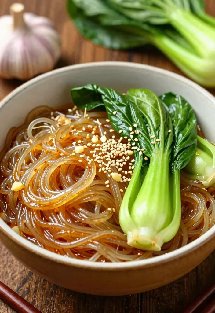 16 Light & Flavorful Chinese Glass Noodle Recipes - 9. Garlic Glass Noodles with Bok Choy 1
