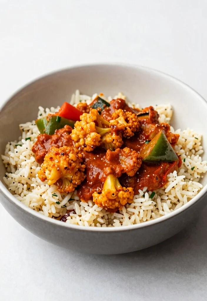 16 Red Thai Curry Recipes (Spicy & Creamy) - 14. Cauliflower Rice Red Curry 1