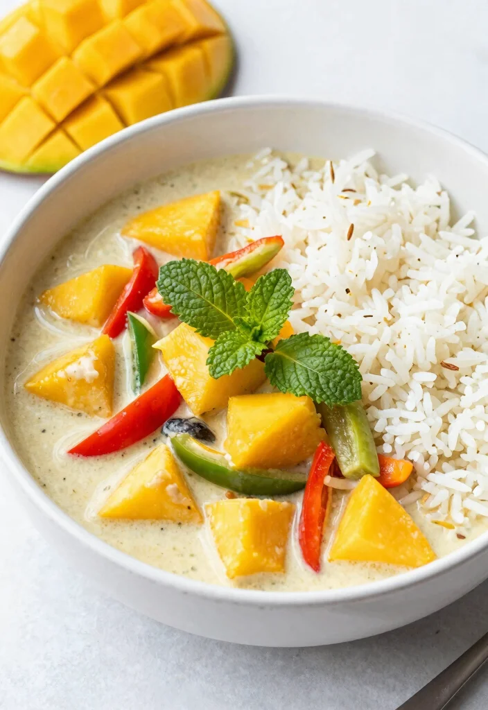 16 Red Thai Curry Recipes (Spicy & Creamy) - 15. Coconut & Mango Curry 1
