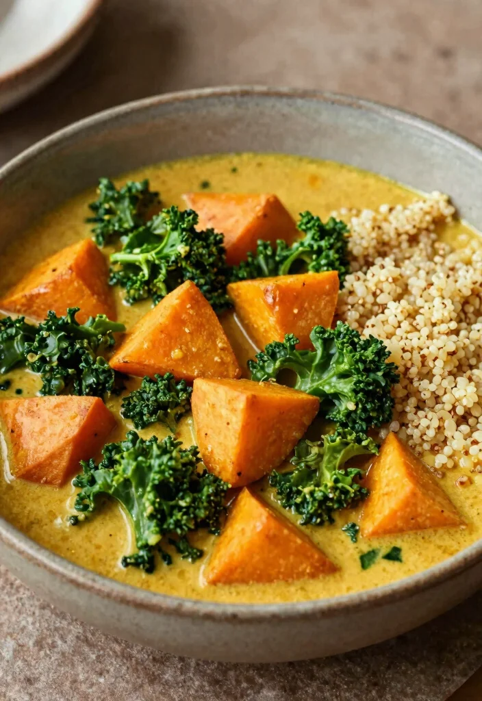 16 Red Thai Curry Recipes (Spicy & Creamy) - 4. Sweet Potato and Kale Curry 1