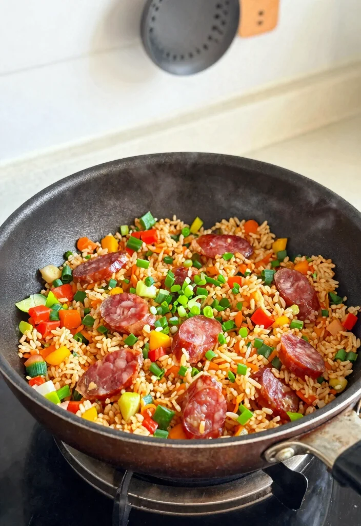 16 Savory Cantonese Style Chinese Sausage Fried Rice Recipes - 12. One-Pan Chinese Sausage Fried Rice 1