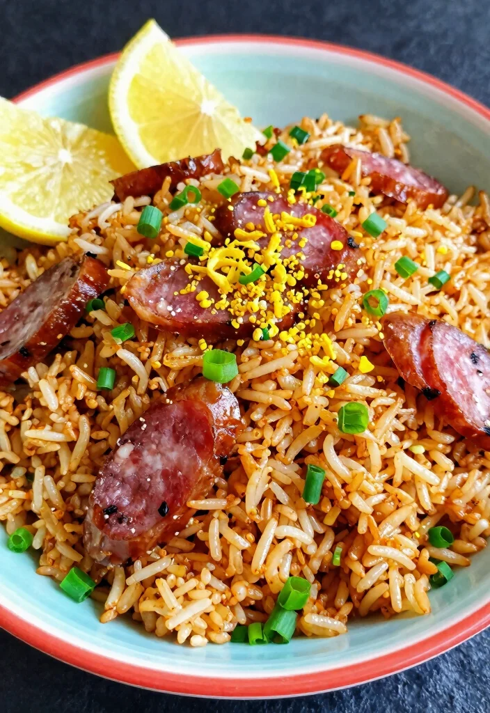 16 Savory Cantonese Style Chinese Sausage Fried Rice Recipes - 15. Lemon Zest Chinese Sausage Fried Rice 1