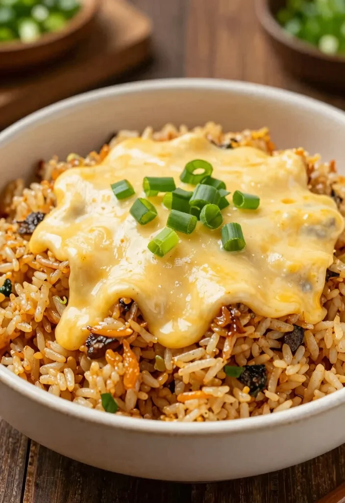 16 Savory Cantonese Style Chinese Sausage Fried Rice Recipes - 16. Cheesy Chinese Sausage Fried Rice 1