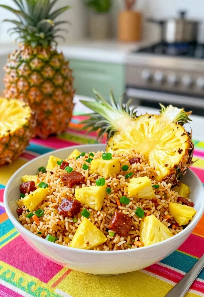 16 Savory Cantonese Style Chinese Sausage Fried Rice Recipes - 5. Pineapple and Chinese Sausage Fried Rice 1
