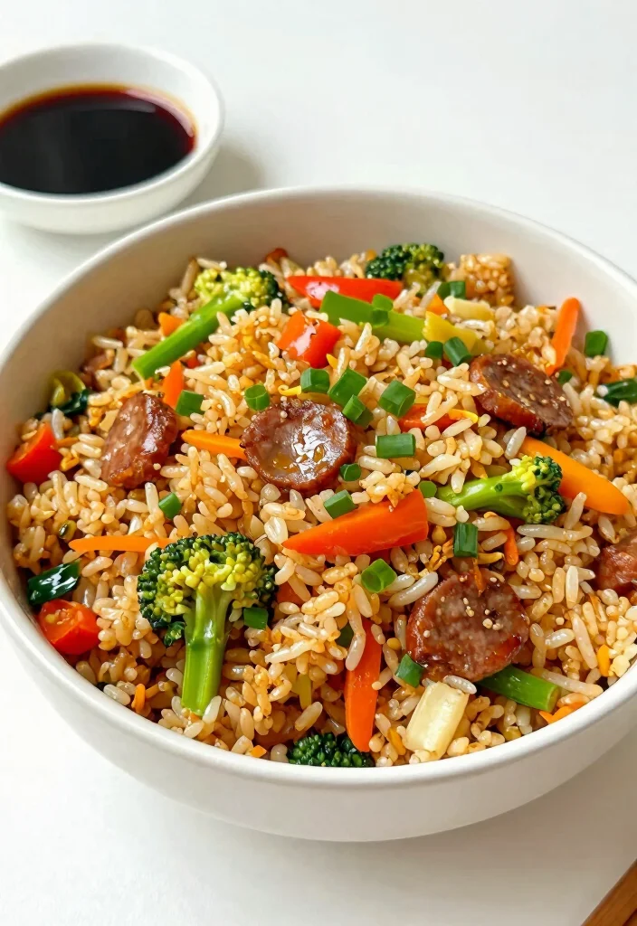 16 Savory Cantonese Style Chinese Sausage Fried Rice Recipes - 6. Vegetarian Chinese Sausage Fried Rice 1