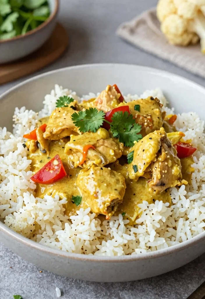 16 Thai Coconut Curry Chicken Recipes (Creamy Bliss) - 14. Thai Coconut Curry Chicken with Cauliflower Rice 1