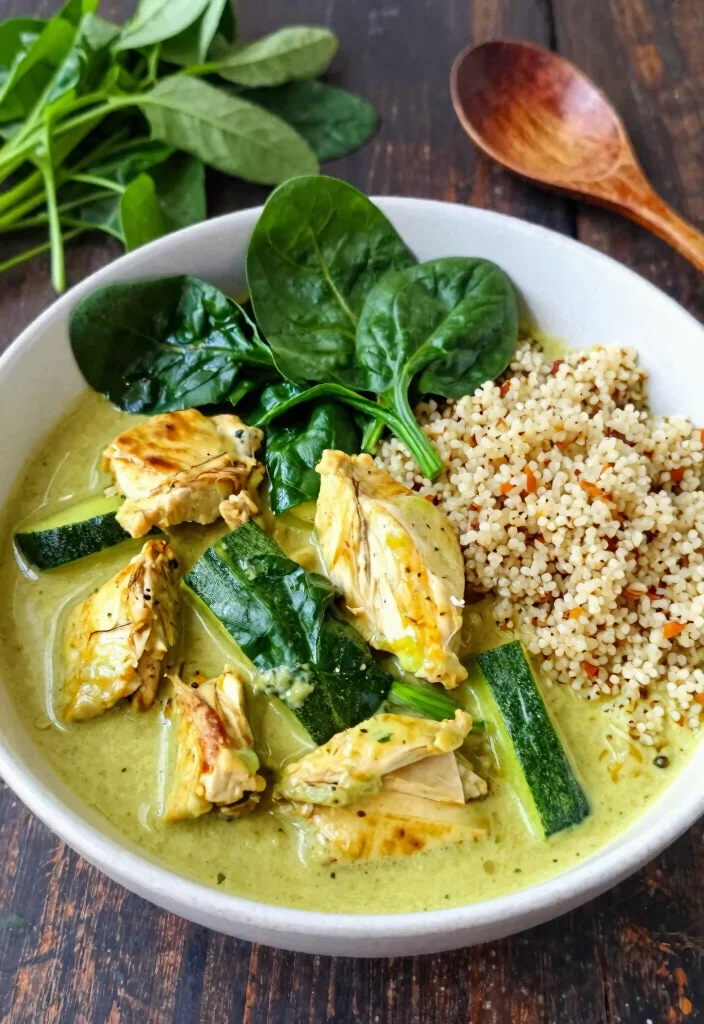 16 Thai Coconut Curry Chicken Recipes (Creamy Bliss) - 2. Healthy Thai Coconut Curry Chicken with Spinach 1